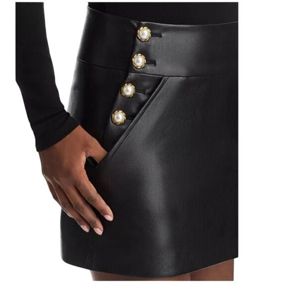 NWT Alice and Olivia Donald high rise faux leather mini skirt size 6 - Picture 6 of 14